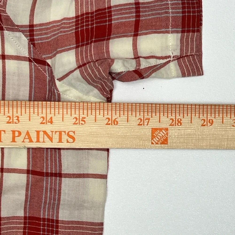 The North Face Mens 2XL Red Plaid Short Sleeve Button Down Shirt 100% Cotton
